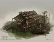 Assassin's Creed 3 Liberation - Voodoo hut-early production sketch for Louisiana swamp - by EddieBennun