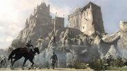 Altaïr rentrant à la forteresse après avoir failli à sa mission