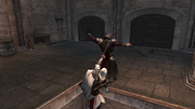 Ezio making his way through the Castel