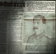 A Russian newspaper article announcing the death of Joseph Stalin