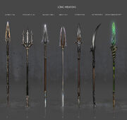 Concept art of legendary long weapons in Odyssey