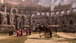 I cardinali incontrano Cesare all'anfiteatro Flavio.