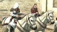 Ezio és Niccolò lóháton, 1500-ban.