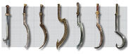 Concept art of sickle swords from Origins