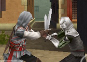 Ezio fighting a Spanish guard