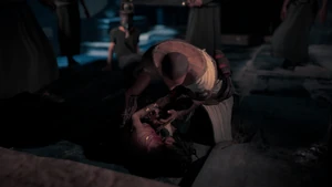 Bayek mit Khemus Leiche.