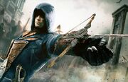 Promotional art of Arno firing the Phantom Blade