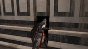 Ezio entering the Duomo.