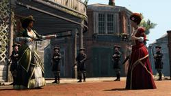 Madeleine attempting to reason with Aveline