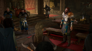 Sigurd speaking to the clan members