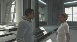 Desmond Lucy parlano laboratorio Abstergo