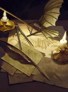 Leonardo's sketch and miniature model of his Flying Machine