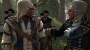 Lafayette greeting Connor at the Battle of Monmouth