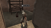 Altaïr recolectando los estandartes.