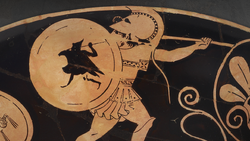 DTAG - Kylix scene of a hoplite shield with peltast depiction