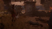 Spartan soldier holding villagers captive