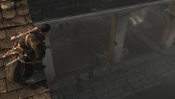 Shay spying on the Assassin meeting
