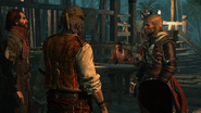 Rackham, insieme a Vane, riceve il benvenuto da Kenway.