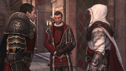 Fabio speaking with Niccolò Machiavelli and Ezio Auditore