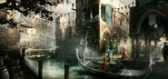 Concept art del Canal Grande durante il Carnevale.