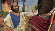 Hippokrates speaking to Kassandra