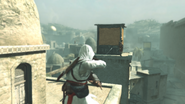 Altaïr lançant un couteau sur un archer