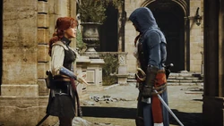 Arno and Élise arriving at Germain's residence