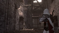Ezio arriva ai livelli inferiori del Colosseo.