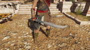 Kassandra wielding the sword