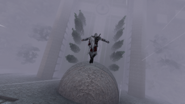 Ezio esegue un salto della fede dalla Basilica.