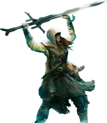 Niamh of Argyll holding Excalibur