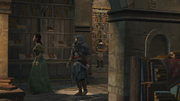 Ezio and Sofia in the headquarters' library