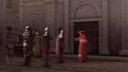 Il cardinale parla con le sue guardie.