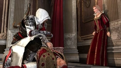 Ezio parla con Lucrezia.