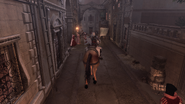Ezio galoppa nelle strade di Roma.