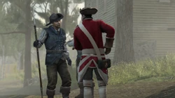 André confronted by a continental soldier