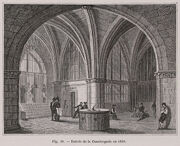 A lithograph of the interior entranceway to the Conciergerie