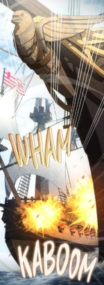 An East India Company ship under attack by the Jackdaw