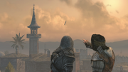 Ezio and Yusuf arriving at the Galata Den