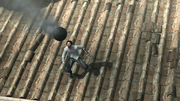 Ezio dodging a cannon ball