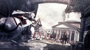 Ezio chargeant un garde à cheval