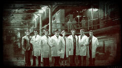 Photograph of inhabitants of the Protvino laboratory, December 1917