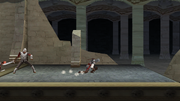 Ezio moving through the catacombs