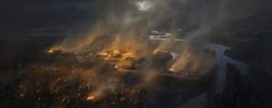 Concept art of Nobunaga's army attacking the Ishiyama Hongan-ji