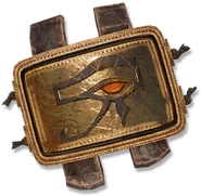 Un'emblema decorato dei medjay donato a Bayek dalla faraona Cleopatra.