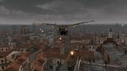 Ezio in volo su Venezia.