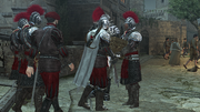 Ezio handing the payment at the party