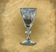 The glass containing the blood of Christ.