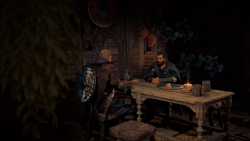 Basim drinking with Eivor