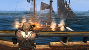 Edward Kenway using a swivel cannon